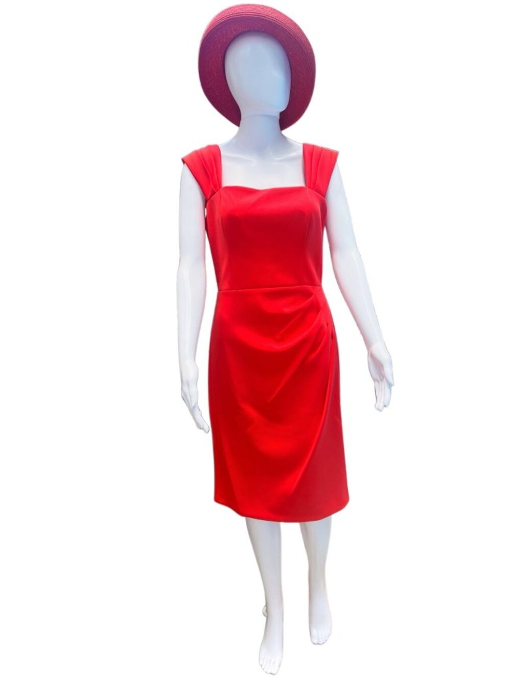 Vince Camuto Red Sleeveless Draped Cocktail Dress Size 8 Elegant Formal Wear